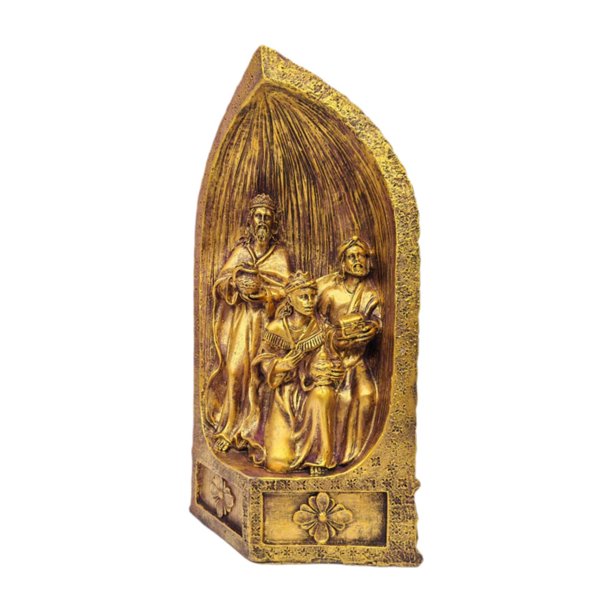 Figuras navideñas, escena navideña, creativas, centro de mesa para decoración católica del hogar Oro