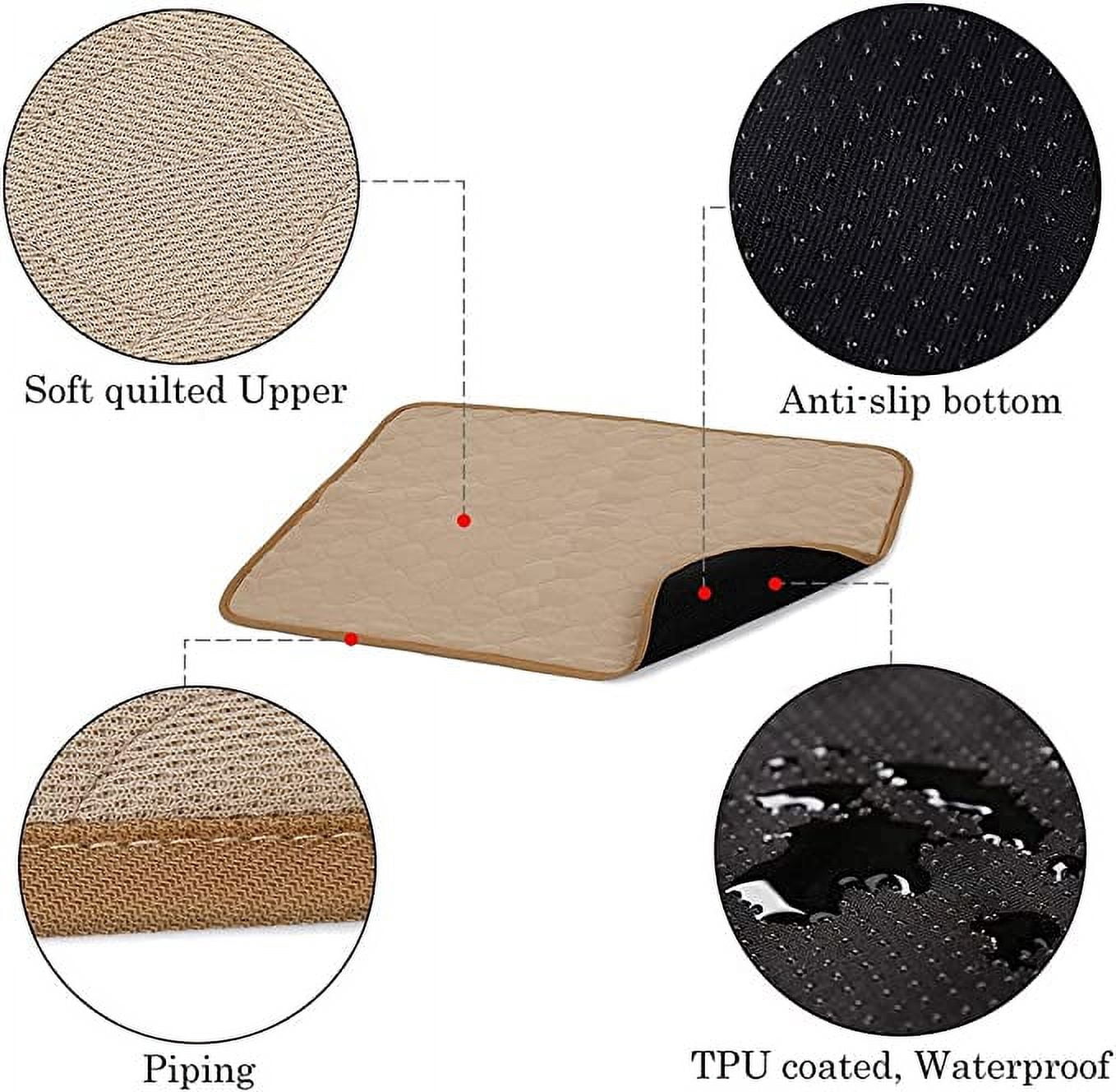 Pet Pee Pad, Dog Washable Training Blanket Absorbent Mat for Puppy Small Medium Large Dog (L, Beige)