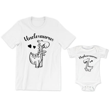 

Unclesaurus Men s T-Shirt Cute Funny Dinosaur Love Matching Graphic Tee Nephewsaurus Baby Bodysuit Kids Toddler Shirt