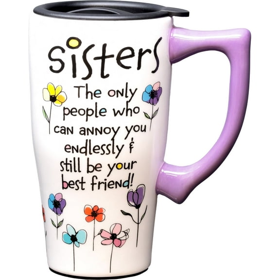 SISTERS 18 OUNCE CERAMIC TRAVEL MUG