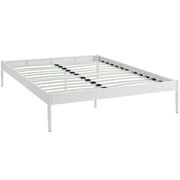 Modern Contemporary Urban Design Bedroom Queen Size Platform Bed Frame, White, Metal Steel
