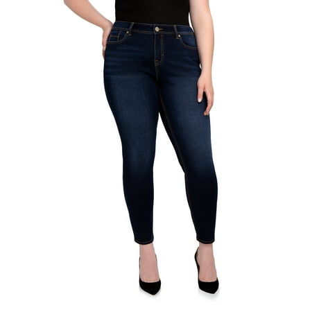 Jordache Women's Plus Size Mid-Rise Curvy Skinny (Best Jeans For Curvy Plus Size)