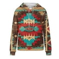 thumbnail image 4 of Geometric Print Western Aztec Hoodies for Women Pullover Casual Ethnic Style Long Sleeve Loose Retro Hooded Sweatshirt Tops, 4 of 5