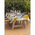 thumbnail image 3 of Outdoor Tablecloths with Umbrella Hole & Zipper, Yellow Plumeria Flower 60 x102 Inch Rectangle Tablecloths, White Stones Country Floral Grey Waterproof Table Cloth, Patio/Pool/Picnic Table Covers, 3 of 8