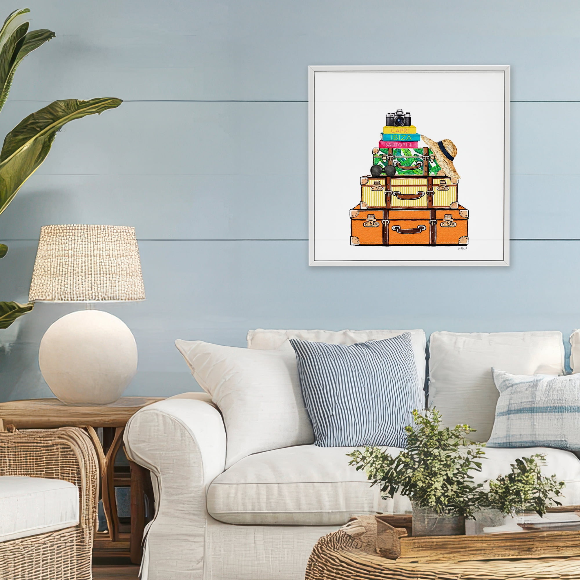 Stupell Industries Travel Suitcases & Camera White Framed Giclee Art, design by Amanda Greenwood