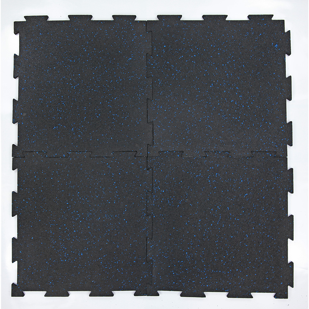 RevTime 6pcs Interlocking Rubber Floor Tile 20"x20"x3/8", 10 mm Thick SBR & EPDM Rubber for Home Gym floor, Fitness Floor, Exercise Equipment Mats and Garage Floors (17 sq.ft) - image 4 of 6