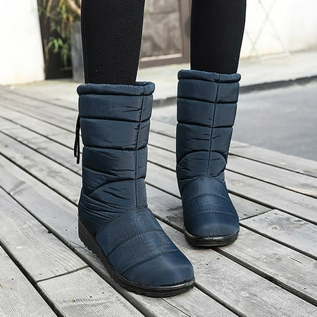 

Foraging dimple Women s Boots Long Snow Boots Slope Heel Snow Boots High Boots Women s Shoes Blue