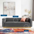 thumbnail image 5 of Tufted Sofa, Velvet, Dark Grey Gray, Modern Contemporary Urban Design, Living Lounge Room Hotel Lobby Hospitality, 5 of 9