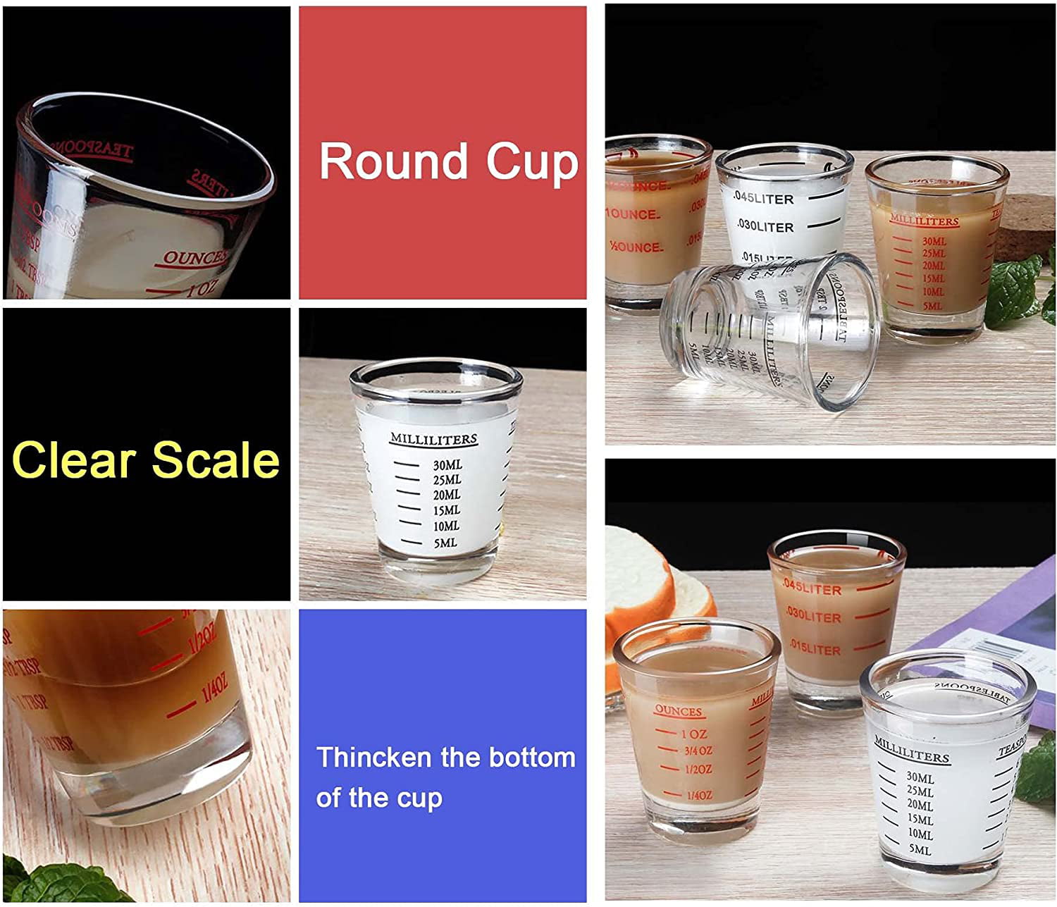 Roshtia 2 Pcs Measuring Cup Clear 1 Quart Plastic Measuring Cup Measuring  Pitchers Easy to Read Stackable Dishwasher Safe for Vinegar Flour Liquid Oil