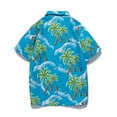 thumbnail image 6 of Leesechin Short Sleeve Shirts For Men Hawaiian Print Lapel Shirt XL Green, 6 of 7