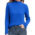 thumbnail image 1 of ManxiVoo Women's Ribbed Knit Turtleneck Sweater Long Sleeve Pullover Basic Top for Fall 2025 Versatile Layering Piece M Size Dark Blue, 1 of 5