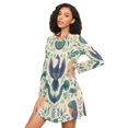 thumbnail image 3 of FORMRS Womens Long Sleeve Nightgowns Crew Neck Sleep Shirt Soft Pajamas Sizes S-3XL, Green Animals Pattern, 3 of 8
