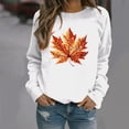 thumbnail image 5 of SCSAlgin Crewneck Sweatshirt for Women Fall Leaf Graphic Sweatshirts Vacation Long Sleeve Drop Shoulder Pullover, 5 of 5