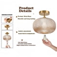 thumbnail image 4 of Semi Flush Mount Ceiling Light, Vintage Small Ceiling Light Fixture,Hallway Lighting Fixture with Amber Glass,Kitchen Ceiling Mount Lighting for Bedroom, Bathroom, Porch, 4 of 9