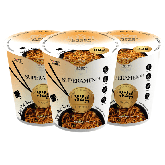 (3 pk)KLDSCP Superamenâ„¢ Spicy "Beef" Ramen, 100% Plant Based, Keto Friendly, High Protein, Low Carb, Packaged Noodle Meal Kit, Ready to Eat, 3 Cup Pack