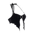 thumbnail image 3 of Qiylii Women's Summer Sexy Sling Vest Black Sleeveless Backless Hanging Neck Irregular Crop Tops, 3 of 9