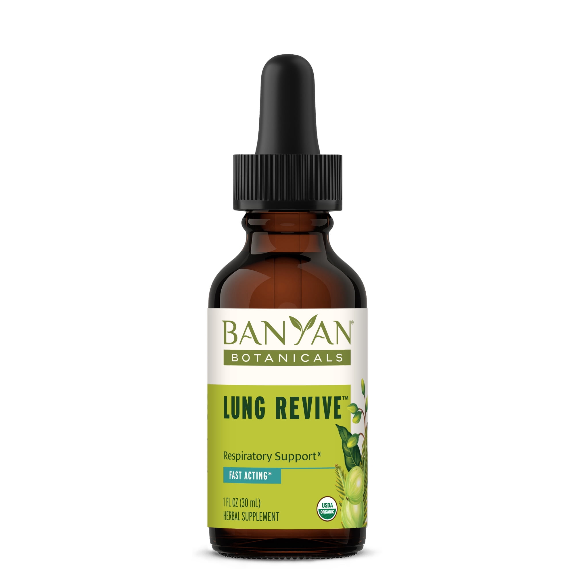 Banyan Botanicals Lung Revive Liquid Extract – Organic Lung Health Supplement – Fast-Acting Respiratory Support for the Chest & Lungs* – 1 fl oz – Non GMO Sustainably Sourced Vegan