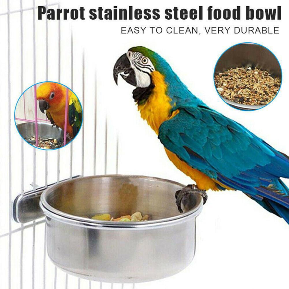 Steel Pet Hanging Bowl Feeding Cat Bird Parrot Food N Cage Water P9U8 