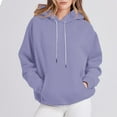 thumbnail image 2 of HomeDM Women's Pullover Hoodie Solid Color Long Sleeve Sweatshirts with Pocket Casual Comfy Gym Tops Fall Winter Tops - Purple/XL, 2 of 7