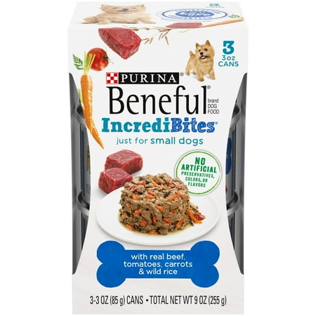 UPC: 0017800159487 | Purina Beneful Incredibites Wet Dog Food for Small Adult Dogs Real Beef 3 oz. Cans (24 Pack)
