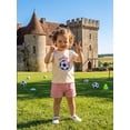 thumbnail image 6 of BemeyourBBs Toddler Baby Girls Football Game Day Outfits Infant Baby Girls Summer Clothes Short Sleeve Soccer Embroidery TShirt Tops Pink Drawstring Pockets Shorts Sets, 6 of 9