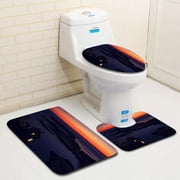 PUDMAD Sambro Island Gas House 3 Piece Bathroom Rugs Set Bath Rug Contour Mat and Toilet Lid Cover