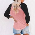 thumbnail image 4 of Plebaso Chemises à Manches 3/4 pour Femmes Col Rond Tops à Blocs de Couleur Décontractés Tee Blouses Amples pour Femmes, 4 of 4