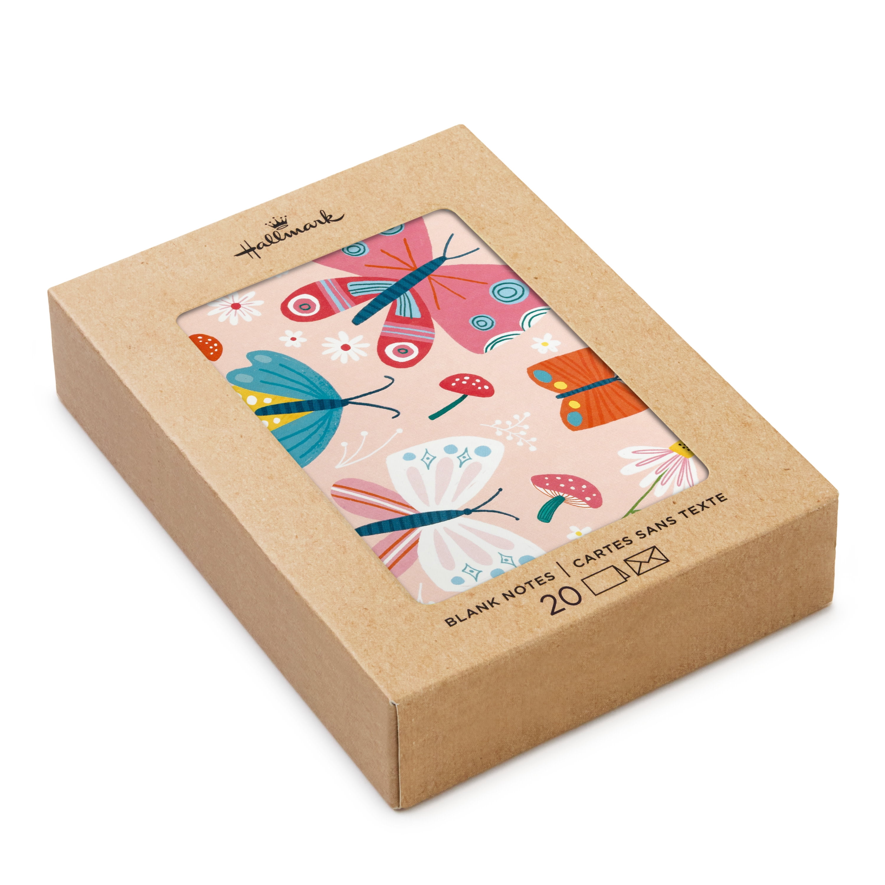 Hallmark Blank Notes (Pink Butterflies), 20 Count