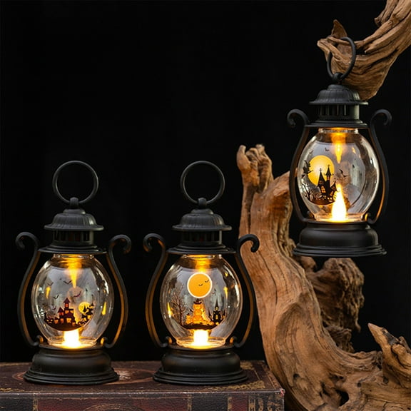 PALIFEUR Halloween Light, Jack O Lantern Pumpkin with Handle-Ropes, light up Pumpkin Lanterns for Outdoor Halloween Decorations, (6.38 x 2.8 Inch)