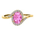 thumbnail image 2 of Mauli Jewels Engagement Rings for Women 1.00 Carat Pink-Topaz & Halo Diamond Engagement Ring Prong-Setting 14K Solid Yellow Gold, 2 of 4