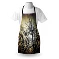 thumbnail image 3 of Horror Apron Scary Twilight Scene with Grunge Tree Branch Silhouette over Dirty Night Sky Image, Unisex Kitchen Bib Apron with Adjustable Neck for Cooking Baking Gardening, Sepia Black, by Ambesonne, 3 of 3
