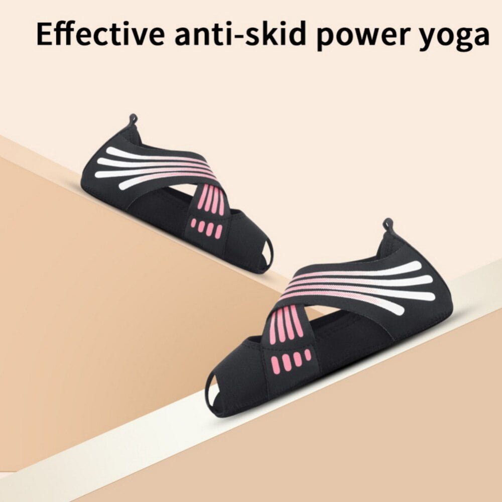 1Pair Non Slip Yoga Barre Soft Wrap Shoes Pilates Dancing Training