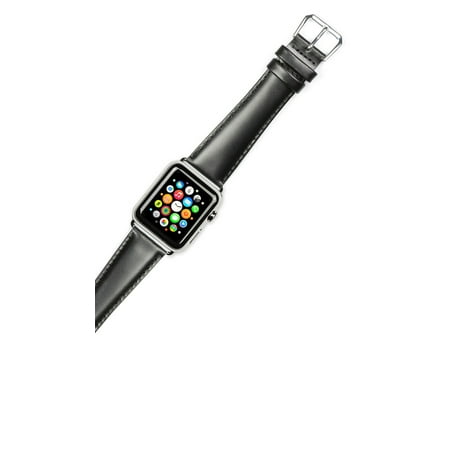 Apple Watch Strap - Stage Coach Leather Watch Band - Black - Fits 38mm Series 1 & 2 Apple Watch [Black
