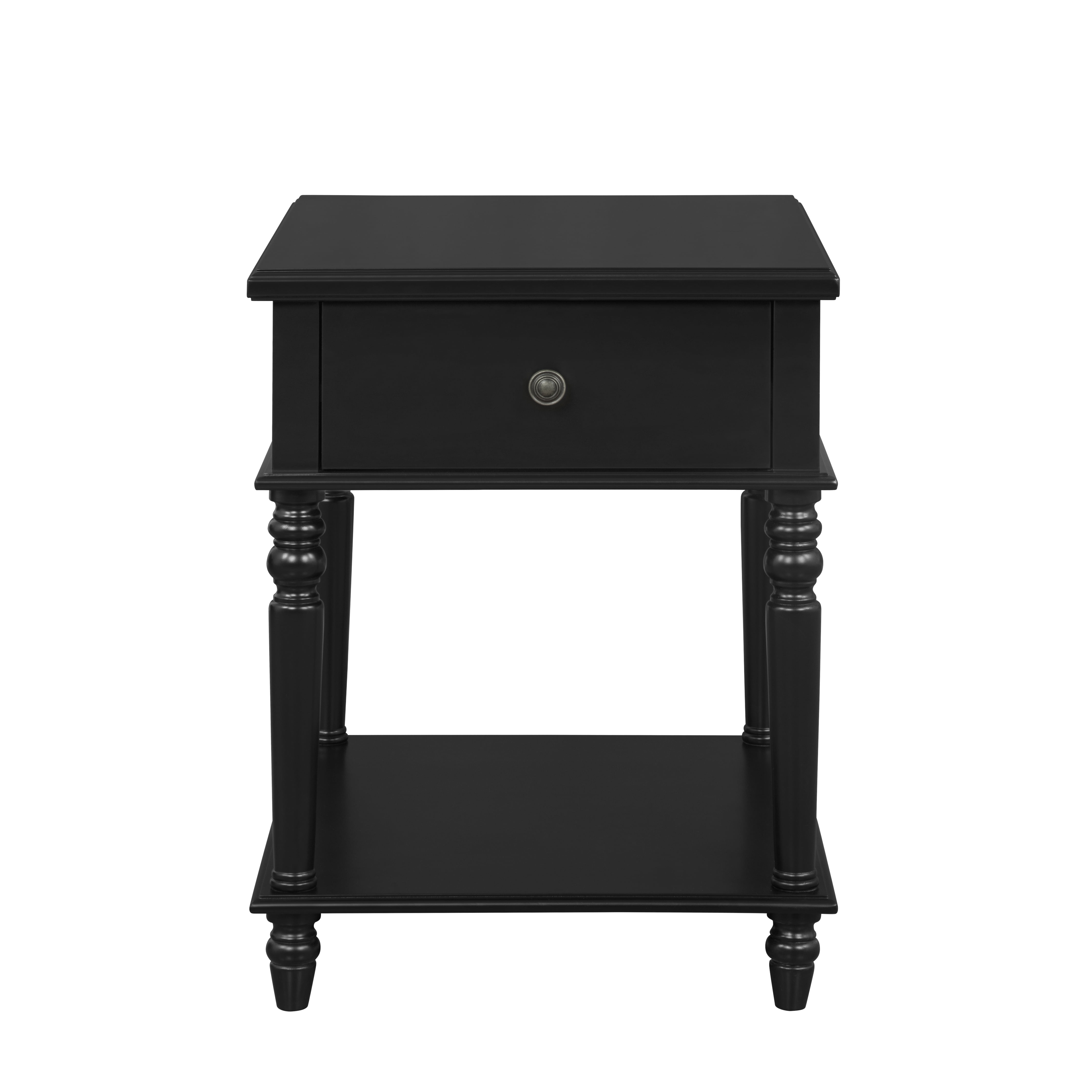 Powell Myles Single Drawer Indoor Side Table with Shelf, Black