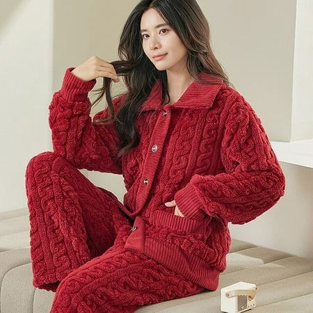 

CoCopeaunt Winter Warm Soild White Pajama Set for Women Vintage Atoff Home Satin Flannel Sleepwear 100% Velvet Soft Silk Nightwear