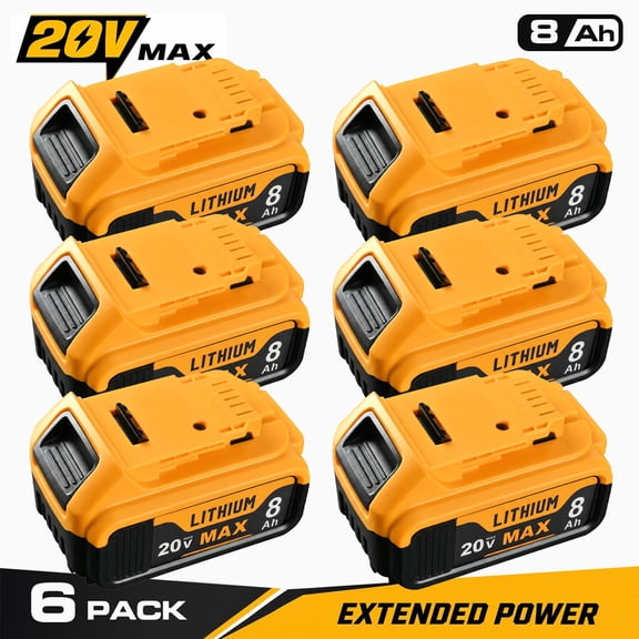 Compatible Battery 6-Piece Set 8.0 Ah High-Capacity Battery Fast Charging