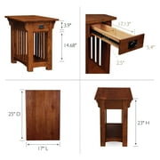 Leick Home Mission Impeccable Solid Wood Storage End Table, Medium Oak