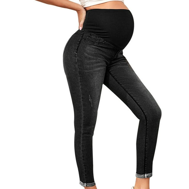 WILLBEST Pantalones Mujer Pantalones Vaqueros de Maternidad para Mujer, Tipo Jegging, Ajustados y Elásticos, de Panel Completo, Cómodos, Con Diseño Desgastado y Roto. Extra Grande