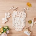 thumbnail image 2 of Xingqing Baby Girls Lace-Up Suspender Bodysuits Sweet Pattern Printing Ruffles Jumpsuits and Headband Set, 2 of 7