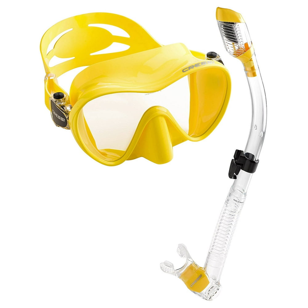 Cressi Scuba Diving Snorkeling Freediving Mask Snorkel Set, Yellow