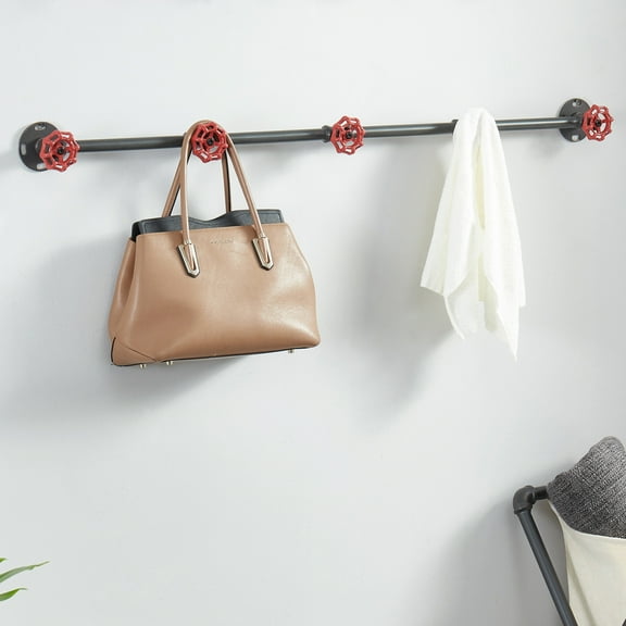 Furniture of America Stire Metal 5-Hook Coat Rack, Sand Black