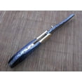 thumbnail image 4 of 8" Tanto blade folding knife, Natural Ram horn scale, Hand forged Twist Pattern Damascus steel, Equipped with Thumb pin & liner lock, Cow hide Leather sheath included, 4 of 7