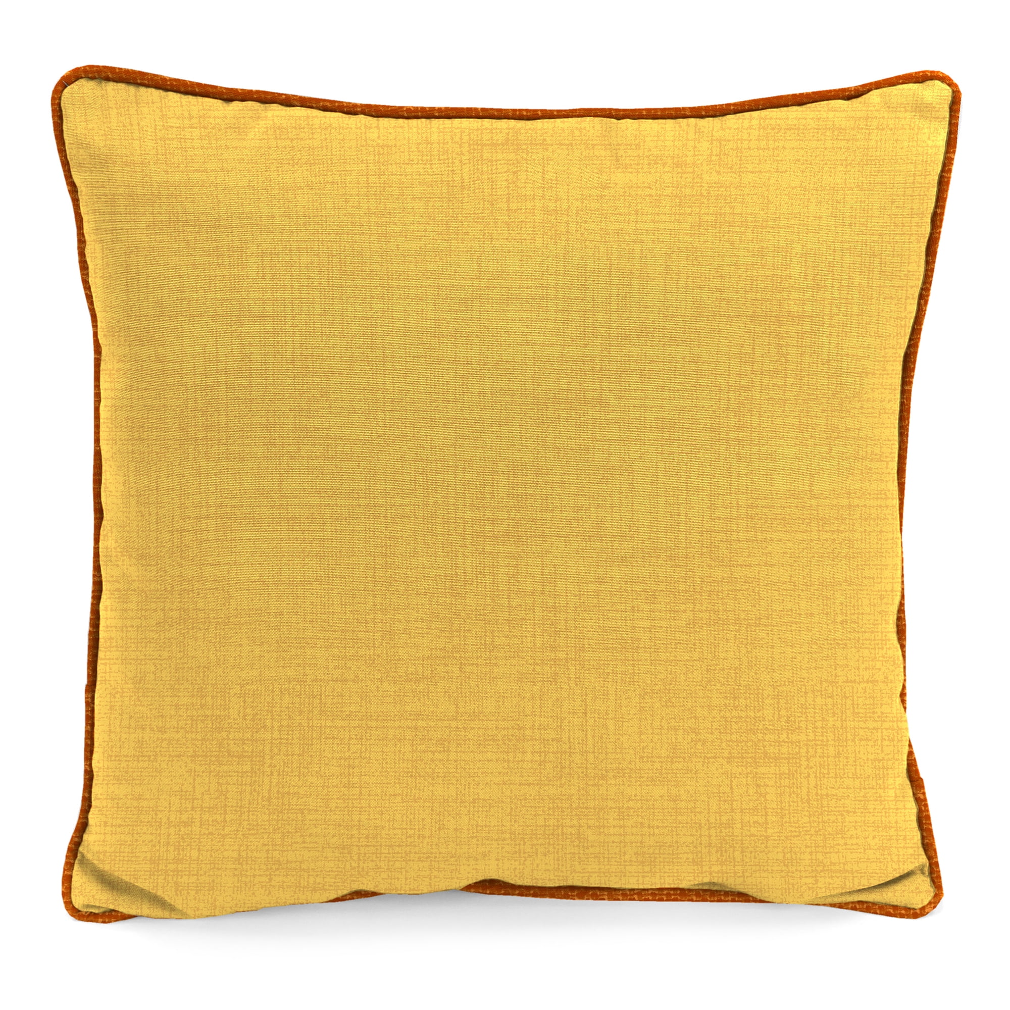 Jordan Manufacturing 16" x 16" Fall Branch Beige Bird and Celosia Ochre Yellow Crosshatch Reversible Square Outdoor Throw Pillow with Welt