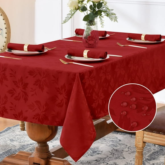 Mantel Romanstile 152x366 cm impermeable de jacquard rojo