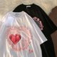 thumbnail image 2 of Camiseta de gran tamaño para mujer, ropa de calle con estampado de amor, camisetas gráficas de manga corta, Tops informales Harajuku, camiseta Y2k para mujer, 2 of 5