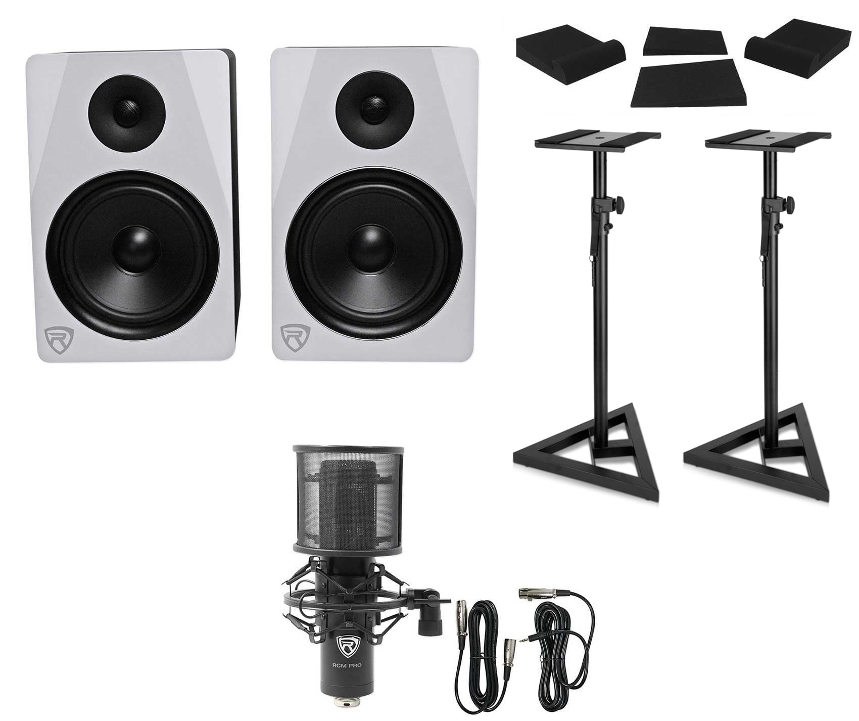 Rockville APM8W Inch Powered USB Studio Monitor Bundle