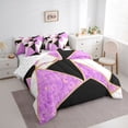thumbnail image 3 of Homewish Modern Geometric 7-Piece Bedding Comforter Set,Abstract Trisngle King Bedding Sets,Purple Black White Bed Sheets For Girls Kids,Breathable Home Decor Reversible, 3 of 8