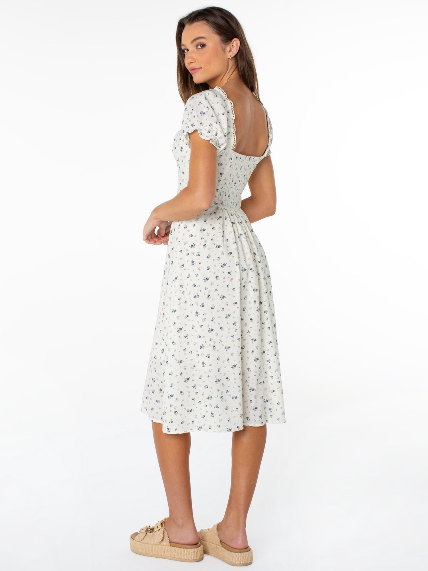 Celebrity Pink Women's and Women's Plus Puff Sleeve Midi Dress, Sizes XS-4X