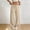 Beige, variant on Women's Summer 100% Cotton Wide Leg Pants High Waisted Pull On Drawstring Waist Wide Leg Trousers Loose Palazzo Pants Resort Wear