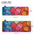 thumbnail image 3 of Colored Heart Glass RGB Gaming Mouse Pad Large Keyboard Mat Rubber Base 13 Light Modes, 3 of 6